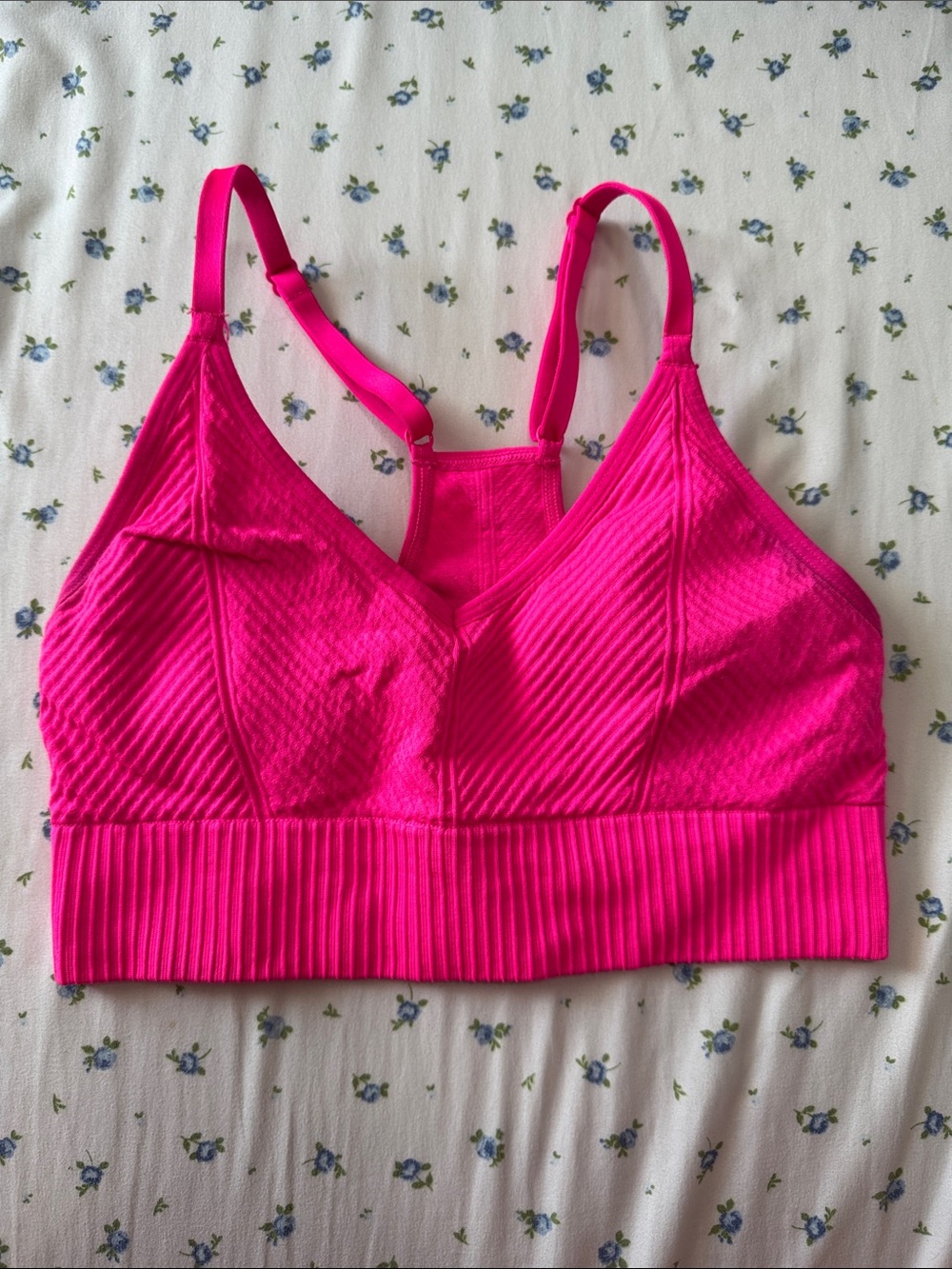 PINK Victoria’s Secret Active Ribbed Sports Bra Hot Pink XS